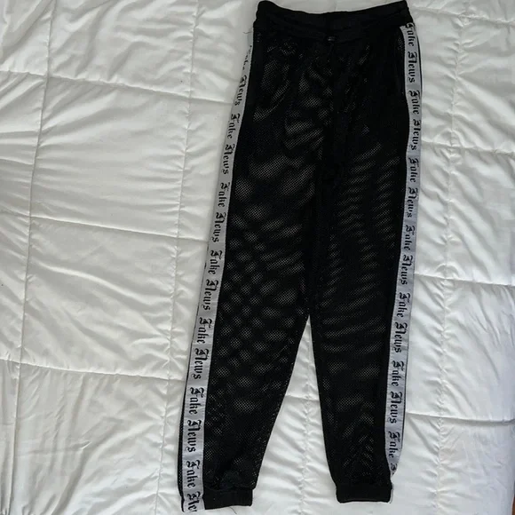 “Fake News” Black Mesh Joggers - Picture 3 of 4